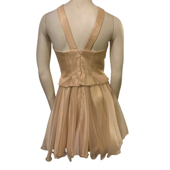 Vintage 90s Faviana Cocktail Dress / Prom Gown Sz 3/4 Gold Sequined - Picture 11 of 11